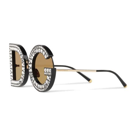 dolce gabbana stoff gläser kristall|Dolce&Gabbana Crystal DG Metal Rectangle Sunglasses.